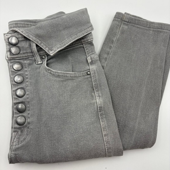MOTHER‎ The Swooner Exposed Snap Ankle High Waisted Jeans Gray Denim Size 24 - Picture 1 of 10